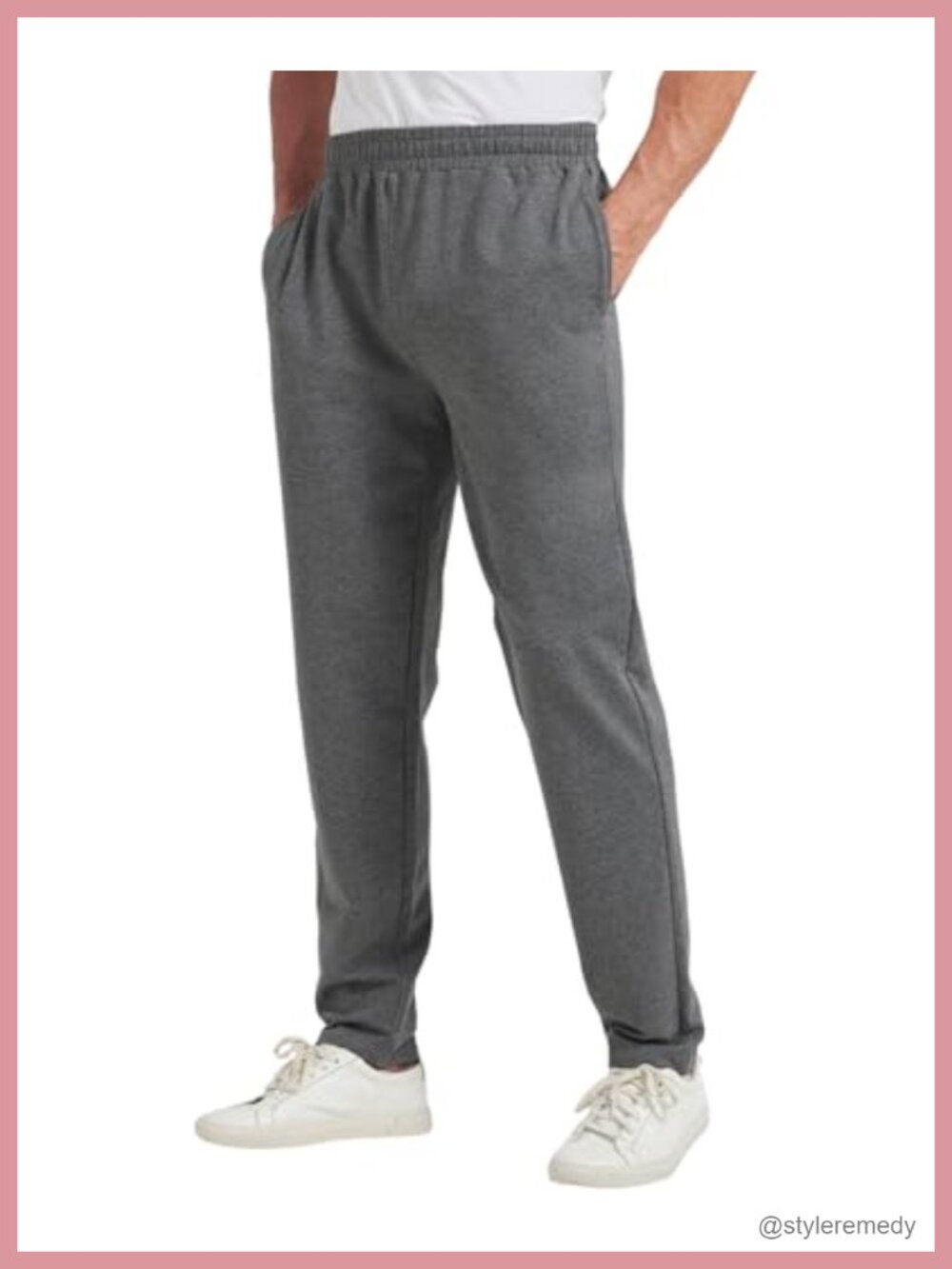 Tall Men Sweatpants 34/36 Inseam Cotton Blend Workout Joggers Adjustable Waist